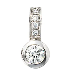 Schmuck Anhänger 5,6x12,1mm 6 Diamanten 0.2Ct Brillanten 585 Gold Weißgold