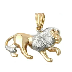Schmuck Anhänger 23x15mm Löwe matt-glänzend bicolor 375 Gelbgold Unisex