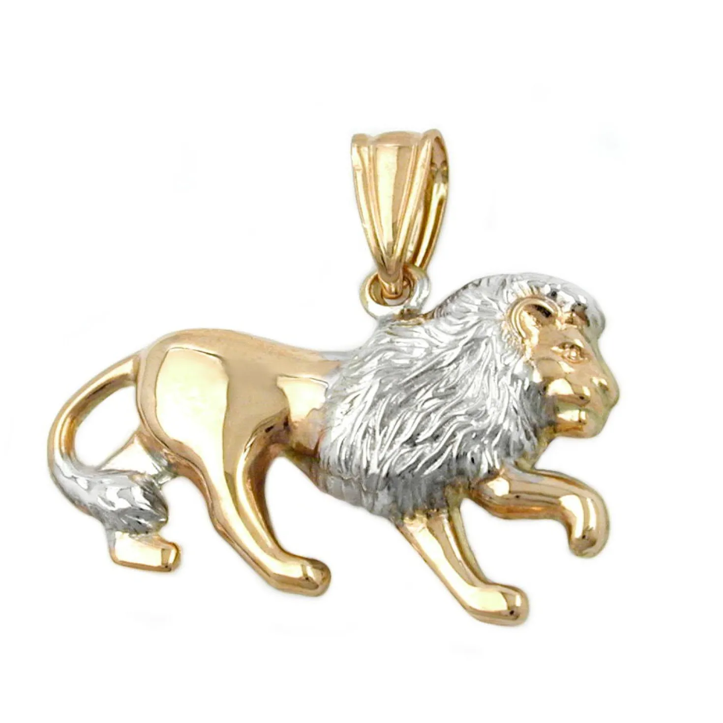 Schmuck Anhänger 23x15mm Löwe matt-glänzend bicolor 375 Gelbgold Unisex