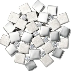Schmuck Anhänger 35,6x32,5mm mit 11 Zirkonia 925 Echt Silber teilmattiert