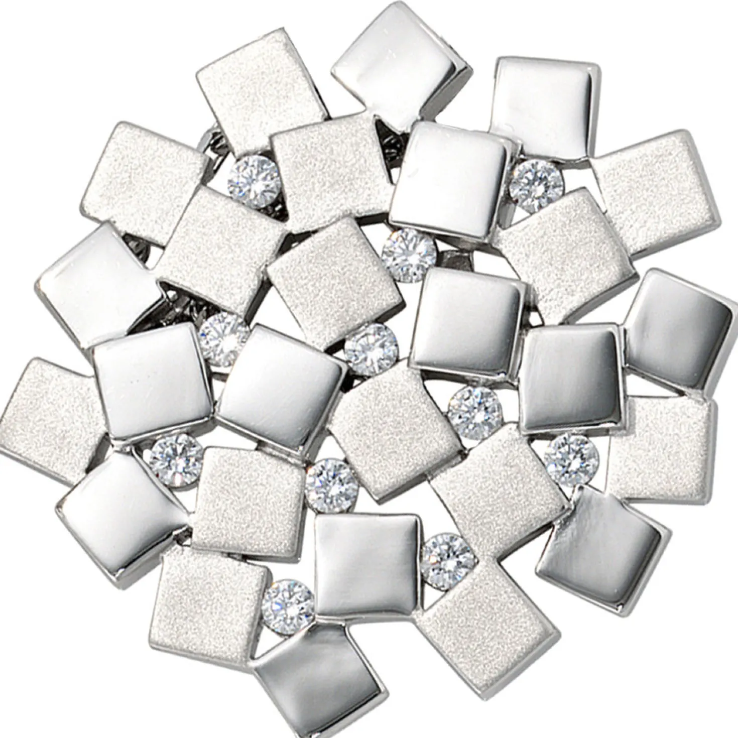 Schmuck Anhänger 35,6x32,5mm mit 11 Zirkonia 925 Echt Silber teilmattiert