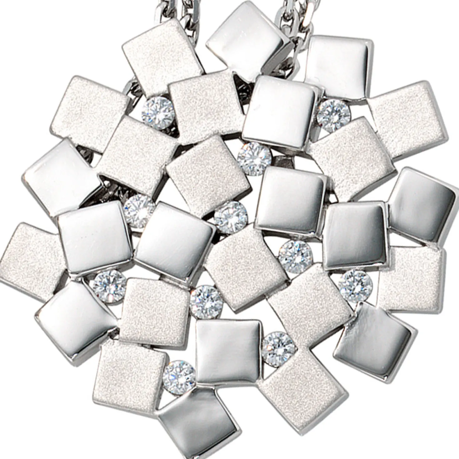 Schmuck Anhänger 35,6x32,5mm mit 11 Zirkonia 925 Echt Silber teilmattiert