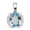 Schmuck Anhänger 8,9x13,3mm 585 Weißgold Blautopas & 14 Diamanten 0.09Ct