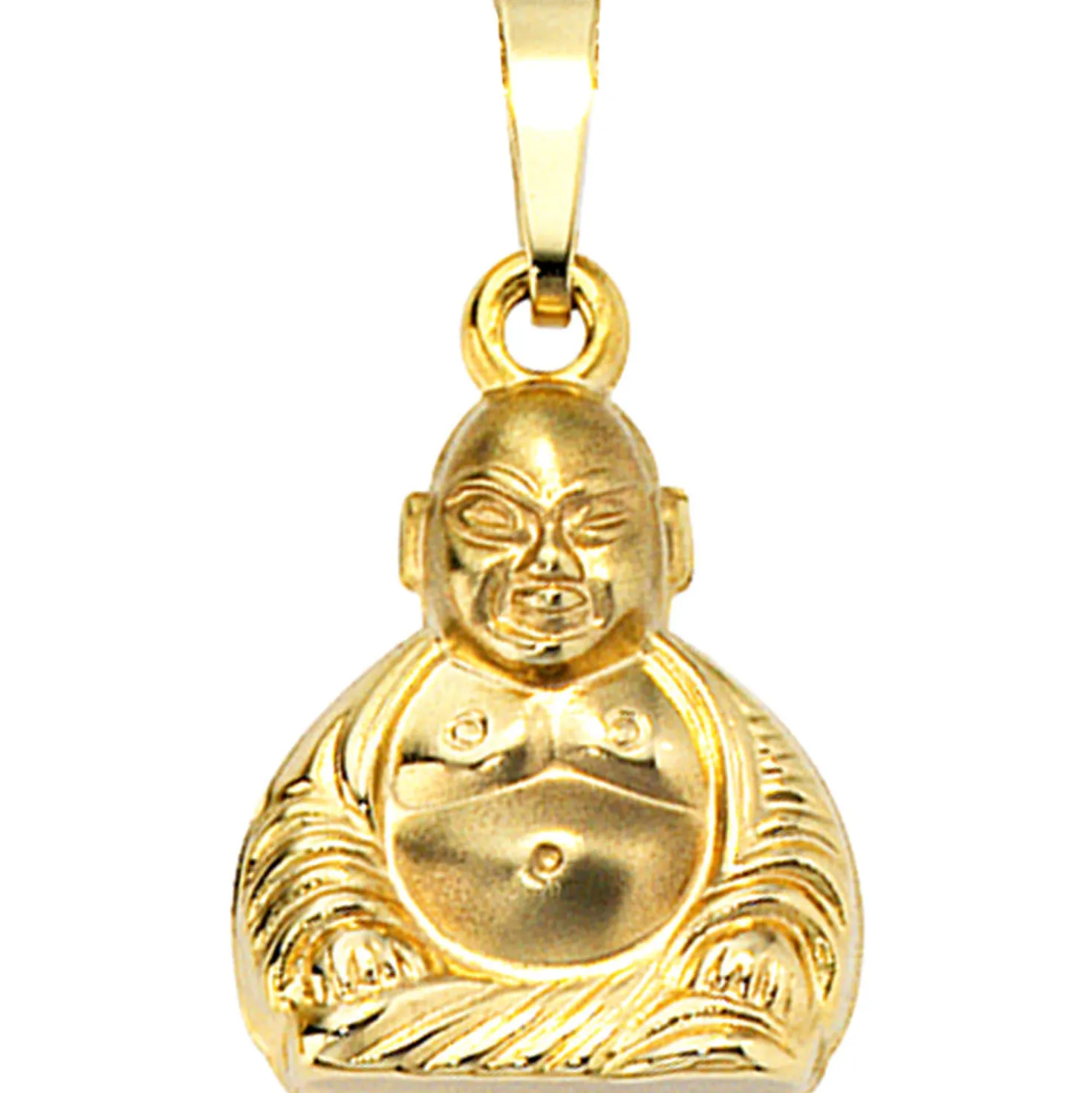 Schmuck-Set, Anhänger Buddha auf 1,3mm Panzerkette 333 Gold Gelbgold 45cm