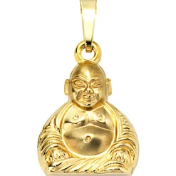 Schmuck-Set, Anhänger Buddha auf 1,3mm Panzerkette 333 Gold Gelbgold 50cm