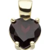 Schmuck-Set aus 333 Gold Gelbgold Granat-Herzen Ohrstecker Anhänger Kette 42cm