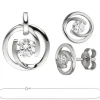 Schmuck-Set aus 333 Gold Weißgold 3 Zirkonia Ohrringe Anhänger und Kette 45cm