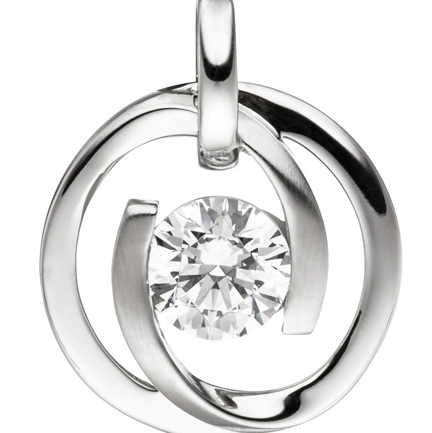 Schmuck-Set aus 333 Gold Weißgold 3 Zirkonia Ohrringe Anhänger und Kette 45cm