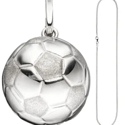 Schmuck-Set, Fußball teilmatt 1,7mm Panzerkette aus 925 Silber Halsschmuck, 38cm