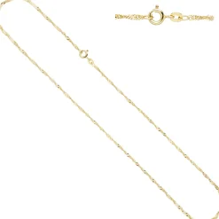 Schmuck-Set 585 Gelbgold 3 Perlen Diamanten 0.01Ct Ohrringe Anhänger Kette 45cm