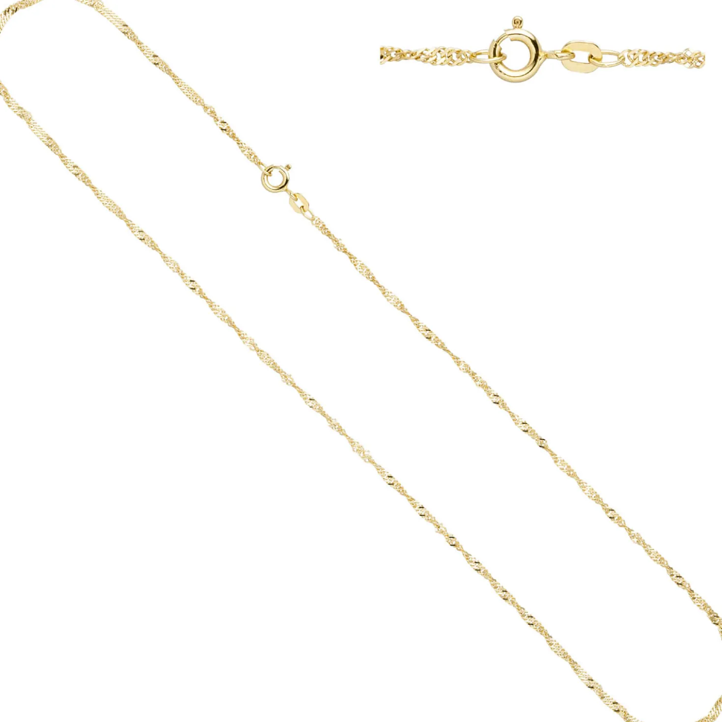 Schmuck-Set 585 Gelbgold 3 Perlen Diamanten 0.01Ct Ohrringe Anhänger Kette 45cm