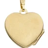 Schmuck-Set, Medaillon Herz für 2 Fotos 1,3mm Panzerkette 333 Gold Gelbgold 45cm