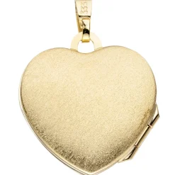 Schmuck-Set, Medaillon Herz für 2 Fotos 1,3mm Panzerkette 333 Gold Gelbgold 50cm