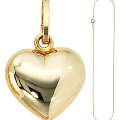 Schmuck-Set Medaillon Herz Herzchen auf 1,3mm Panzerkette 333 Gold Gelbgold 45cm