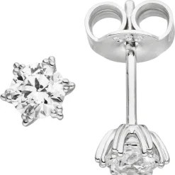 Schmuck-Set Stern 333 Gold Weißgold mit Zirkonia Ohrstecker Anhänger Kette 45cm