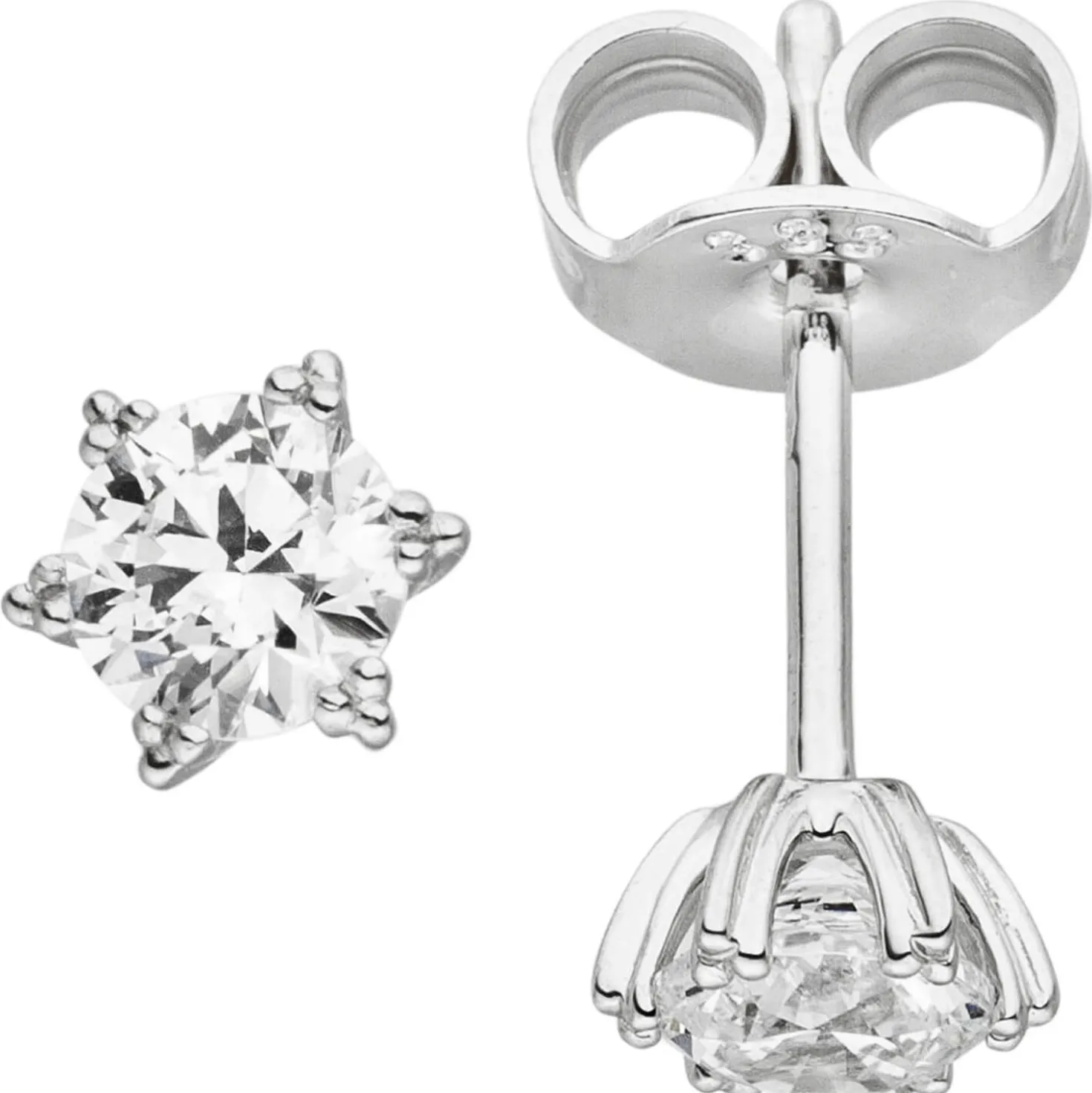 Schmuck-Set Stern 333 Gold Weißgold mit Zirkonia Ohrstecker Anhänger Kette 45cm