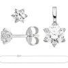 Schmuck-Set Stern 333 Gold Weißgold mit Zirkonia Ohrstecker Anhänger Kette 42cm
