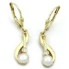 Schöne Ohrhänger 30x6mm Ohrringe Brisur aus 375 Gelbgold & Süßwasser-Perlen
