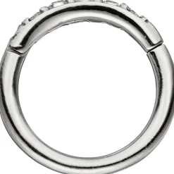 Segmentring aus Edelstahl mit weißen Swarovski-Elements, mit Scharnier