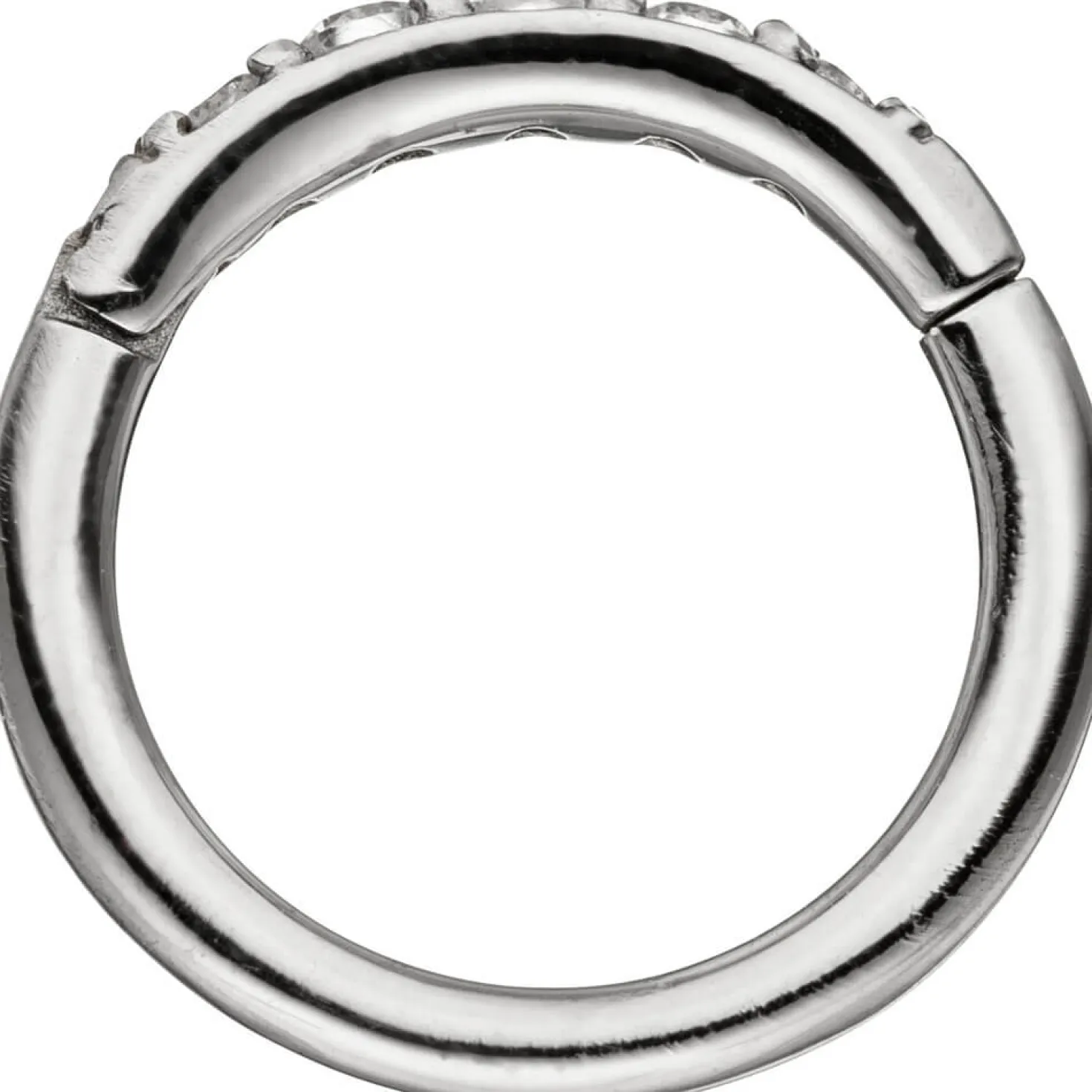Segmentring aus Edelstahl mit weißen Swarovski-Elements, mit Scharnier