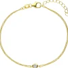 Sölitär Armband aus 925 Silber vergoldet mit Zirkonia 19cm Armschmuck 2-reihig