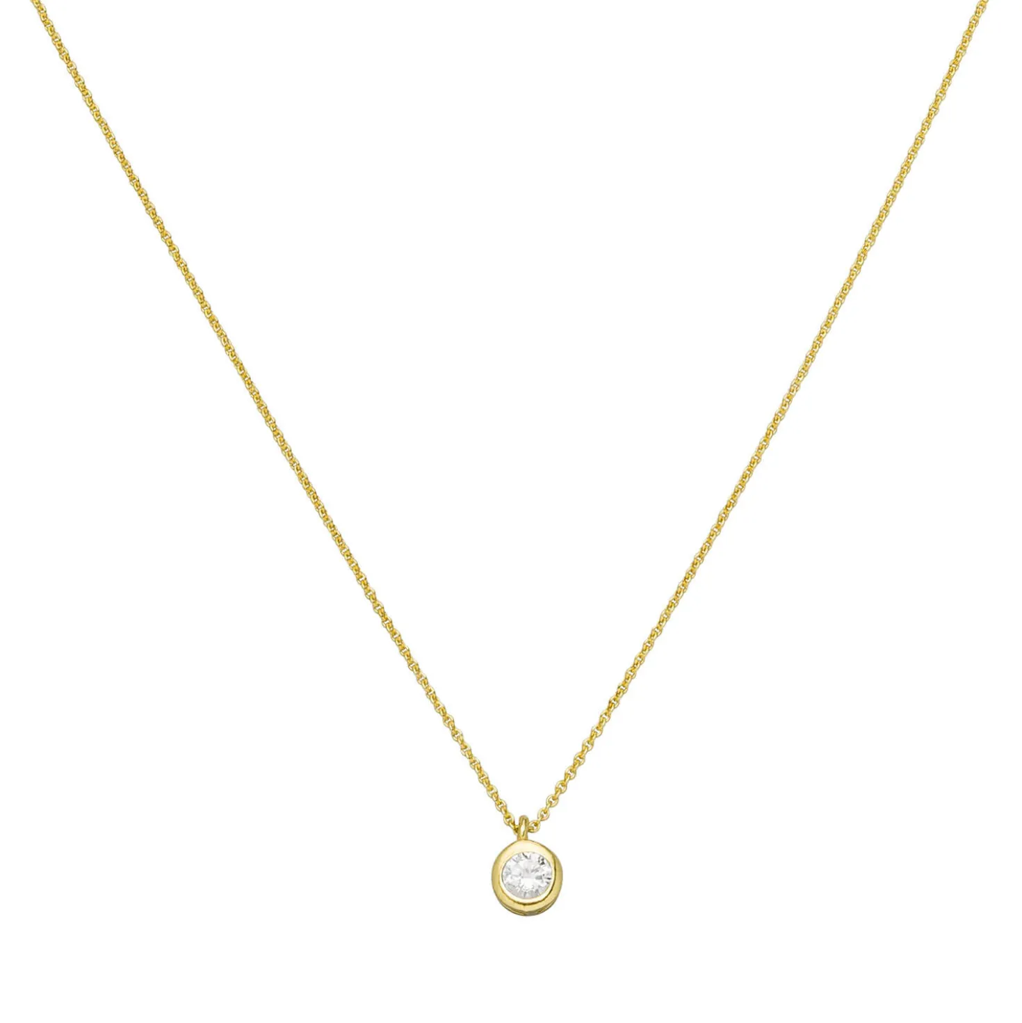 Sölitär Collier Halskette mit Zirkonia Anhänger 925 Silber vergoldet 43cm