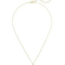 Sölitär Collier Halskette mit Zirkonia Anhänger 925 Silber vergoldet 43cm