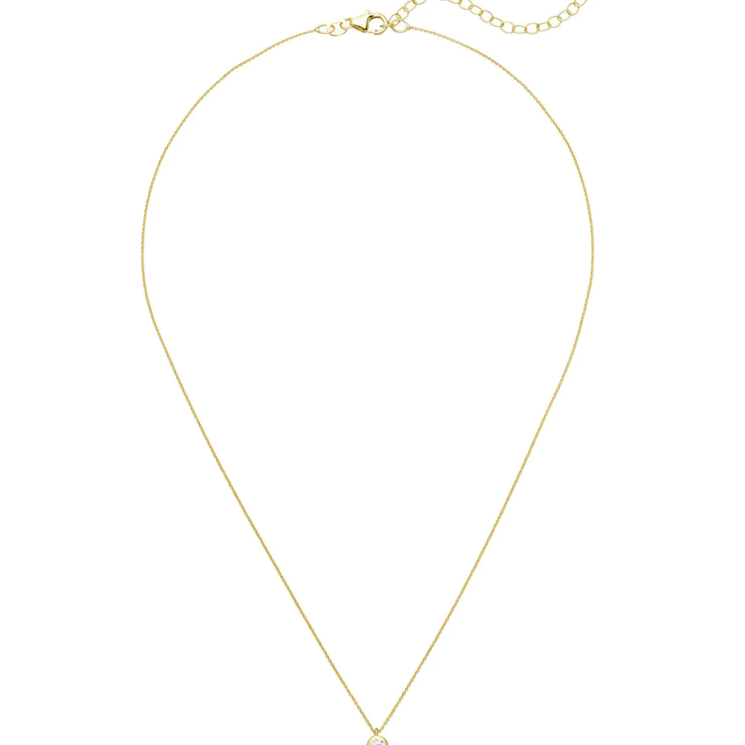 Sölitär Collier Halskette mit Zirkonia Anhänger 925 Silber vergoldet 43cm