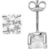 Sölitär Ohrstecker aus 925 Silber mit 2 Zirkonia weiß Ohrringe Ohrschmuck Damen