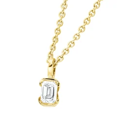 Solitaire Anhänger aus 750 Gelbgold Diamant Smaragd-Schliff 0,16ct TW-SI 8,3x3,5mm