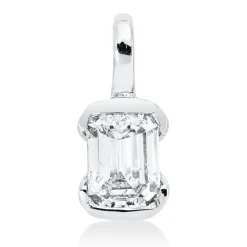 Solitaire Anhänger 750 Weißgold Diamant Smaragd-Schliff 0,18ct TW-SI 8,3x3,5mm