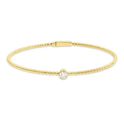 Solitaire Armreif aus 750 Gold Gelbgold Brillant 0,22ct TW-SI 50x60mm Zarge