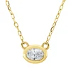 Solitaire Collier aus 750 Gelbgold Diamant Oval-Schliff 0,17ct TW-SI L:45,7cm Zarge
