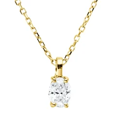Solitaire Collier aus 750 Gelbgold Diamant Oval-Schliff 0,26ct TW-SI L:45cm