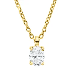 Solitaire Collier aus 750 Gelbgold Diamant Oval-Schliff 0,19ct TW-SI L:45cm