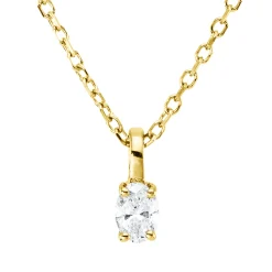 Solitaire Collier aus 750 Gelbgold Diamant Oval-Schliff 0,11ct TW-SI L:45cm