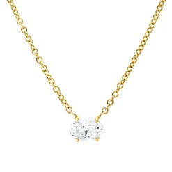 Solitaire Collier aus 585 Gelbgold Diamant Oval-Schliff 0,47ct TW-VSI/SI L:45,7cm