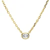 Solitaire Collier aus 585 Gelbgold Diamant Oval-Schliff 0,21ct TW-VSI/SI L:45,7cm