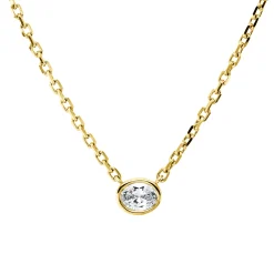 Solitaire Collier aus 585 Gelbgold Diamant Oval-Schliff 0,21ct TW-VSI/SI L:45,7cm