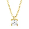 Solitaire Collier aus 750 Gelbgold Diamant Prinzess-Schliff 0,2ct TW-SI L:45cm