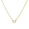 Solitaire Collier aus 750 Gelbgold Diamant Smaragd-Schliff 0,5ct W-SI L:45cm Zarge