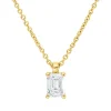 Solitaire Collier aus 750 Gelbgold Diamant Smaragd-Schliff 0,5ct F-VSI L:45cm