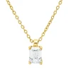 Solitaire Collier aus 750 Gelbgold Diamant Smaragd-Schliff 0,4ct TW-VSI L:45cm