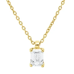 Solitaire Collier aus 750 Gelbgold Diamant Smaragd-Schliff 0,4ct TW-VSI L:45cm