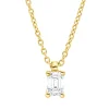 Solitaire Collier aus 750 Gelbgold Diamant Smaragd-Schliff 0,2ct TW-SI L:45cm