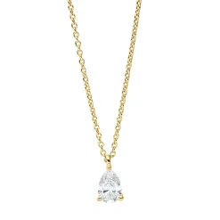 Solitaire Collier aus 750 Gelbgold Diamant Tropfen-Schliff 0,25ct TW-SI L:45cm