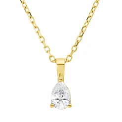 Solitaire Collier aus 750 Gelbgold Diamant Tropfen-Schliff 0,2ct TW-SI L:45cm