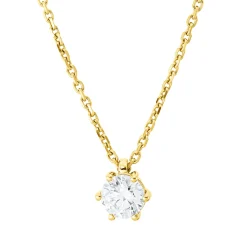 Solitaire Collier aus 750 Gold Gelbgold Brillant 0,7ct F-SI L:45cm 6er-Krappe