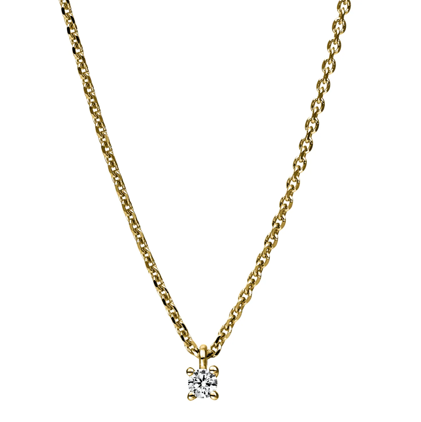 Solitaire Collier aus 750 Gold Gelbgold Brillant 0,05ct TW-SI L:42cm 4er-Krappe