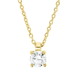 Solitaire Collier aus 750 Gold Gelbgold Brillant 0,25ct TW-SI L:45cm 4er-Krappe